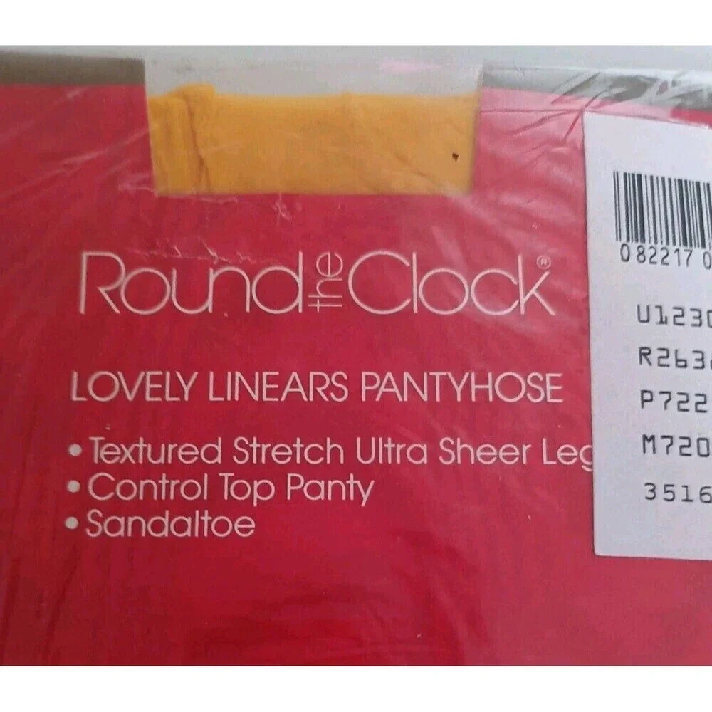 Vintage Round The Clock Control Top Pantyhose Size B Yellow Textured Ultra Sheer